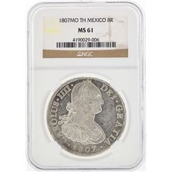 1807MO TH Mexico 8 Reales Silver Coin NGC MS61