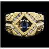Image 2 : 14KT Yellow Gold Mens 0.70ct Sapphire and Diamond Ring