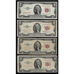 Lot of (4) 1953/A/B/C $2 Legal Tender Notes