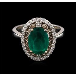 14KT White Gold 1.73ct Emerald and Diamond Ring