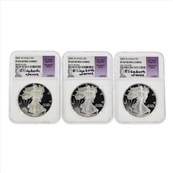Set of (3) 2002W-2004W $1 American Silver Eagle Coins NGC PF69 Ultra Cameo