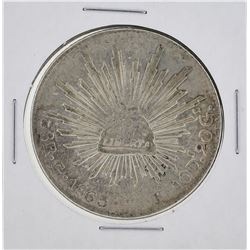 1863 GoYF Mexico 8 Reales Silver Coin KM 377.8