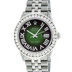 Rolex Mens Stainless Steel 3.50ctw Diamond Datejust Wristwatch