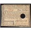 Image 1 : 1780 Five Dollars State of Massachusetts-Bay Colonial Note