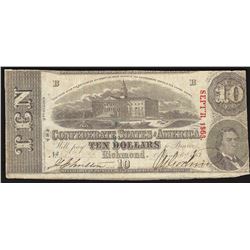1863 $10 The Confederate States of America Note
