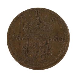 1680 Sweden Medieval Copper Coin KM246A