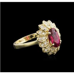 14KT Yellow Gold 1.58ct Pink Tourmaline and Diamond Ring