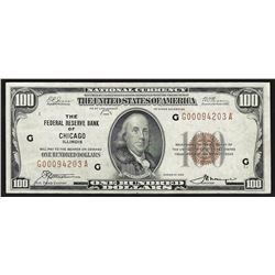 1929 $100 Federal Reserve Bank of Chicago Note