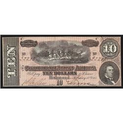 1864 $10 The Confederate States of America Note