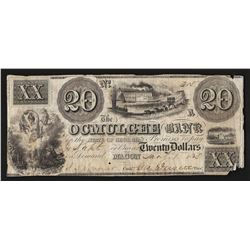 1838 $20 The Ocmulgee Bank of the State of Georgia Obsolete Bank Note