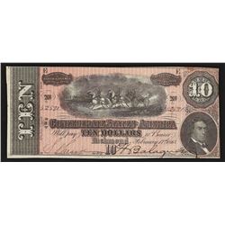 1864 $10 The Confederate States of America Note