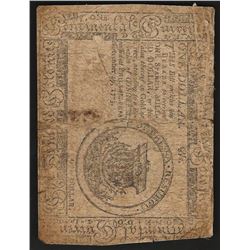 1775 $1 Continental Colonial Currency Note