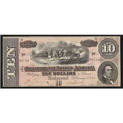 1864 $10 The Confederate States of America Note