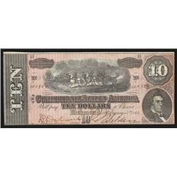 1864 $10 The Confederate States of America Note