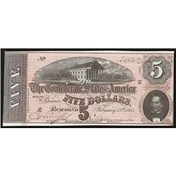 1864 $5 The Confederate States of America Note