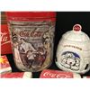 Image 2 : LOT OF COCA COLA MEMERABILIA INC: 11" TALL TIN, 9" TALL CERAMIC IGLOO, WALL CLOCK, SEVERAL