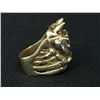Image 2 : CUSTOM MADE 10KT YELLOW GOLD AND 18KT WHITE GOLD DIAMOND SET GENTS DRAGON-DEVIL RING