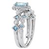 Image 2 : 0.55 ctw Aquamarine and Diamond Ring - 14KT White Gold