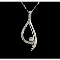 14KT White Gold 0.54 ctw Diamond Pendant With Chain