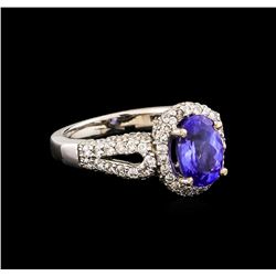 14KT White Gold 2.14 ctw Tanzanite and Diamond Ring