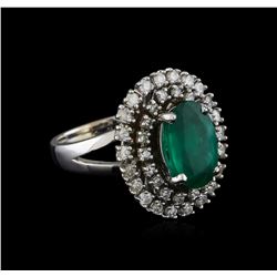 14KT White Gold 3.16 ctw Emerald and Diamond Ring