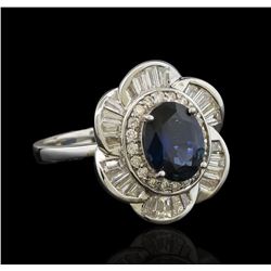 2.04 ctw Sapphire and Diamond Ring - 14KT White Gold