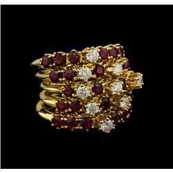 14KT Yellow Gold 5.98 ctw Ruby and Diamond Ring