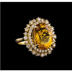 14KT Yellow Gold 8.56 ctw Citrine and Diamond Ring