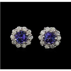 14KT White Gold 2.40 ctw Tanzanite and Diamond Earrings