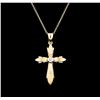 Image 1 : 0.12 ctw Diamond Cross Pendant With Chain - 14KT Yellow Gold