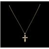 Image 2 : 0.12 ctw Diamond Cross Pendant With Chain - 14KT Yellow Gold