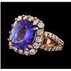 Image 1 : 5.52 ctw Tanzanite and Diamond Ring - 14KT Rose Gold