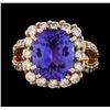 Image 2 : 5.52 ctw Tanzanite and Diamond Ring - 14KT Rose Gold