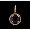 Image 1 : 2.49 ctw Blue Sapphire and Diamond Pendant - 14KT Rose Gold