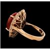 Image 3 : 5.61 ctw Coral and Diamond Ring - 14KT Rose Gold