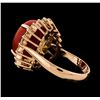 Image 3 : 6.30 ctw Coral and Diamond Ring - 14KT Rose Gold