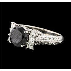 3.07 ctw Black Diamond Ring - 18KT White Gold