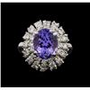 Image 2 : 14KT White Gold 4.02 ctw Tanzanite and Diamond Ring