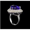 Image 4 : GIA Cert 19.04 ctw Tanzanite and Diamond Ring - 14KT White Gold