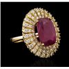 Image 1 : GIA Cert 8.10 ctw Ruby and Diamond Ring - 14KT Yellow Gold