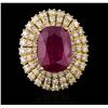 Image 2 : GIA Cert 8.10 ctw Ruby and Diamond Ring - 14KT Yellow Gold