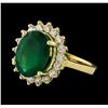 Image 1 : 3.65 ctw Emerald and Diamond Ring - 14KT Yellow Gold