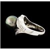 Image 3 : Pearl and Diamond Ring - 14KT White Gold