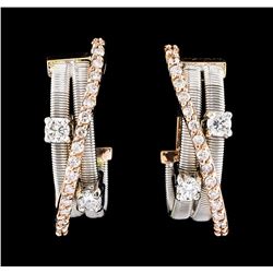 0.58 ctw Diamond Earrings - 14KT Two-Tone Gold