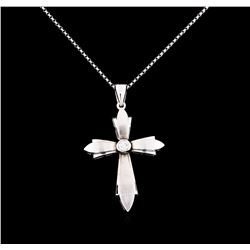 0.18 ctw Diamond Cross Pendant With Chain - 14KT White Gold