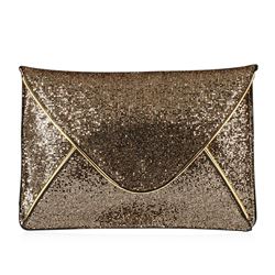 Black and Metallic Gold Evening Envelope Clutch