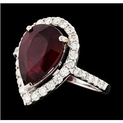 5.35 ctw Ruby and Diamond Ring - 14KT White Gold