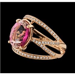 3.45 ctw Tourmaline and Diamond Ring - 14KT Rose Gold