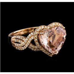 5.34 ctw Morganite and Diamond Ring - 14KT Rose Gold