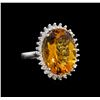 Image 1 : 14KT White Gold 12.00 ctw Citrine and Diamond Ring